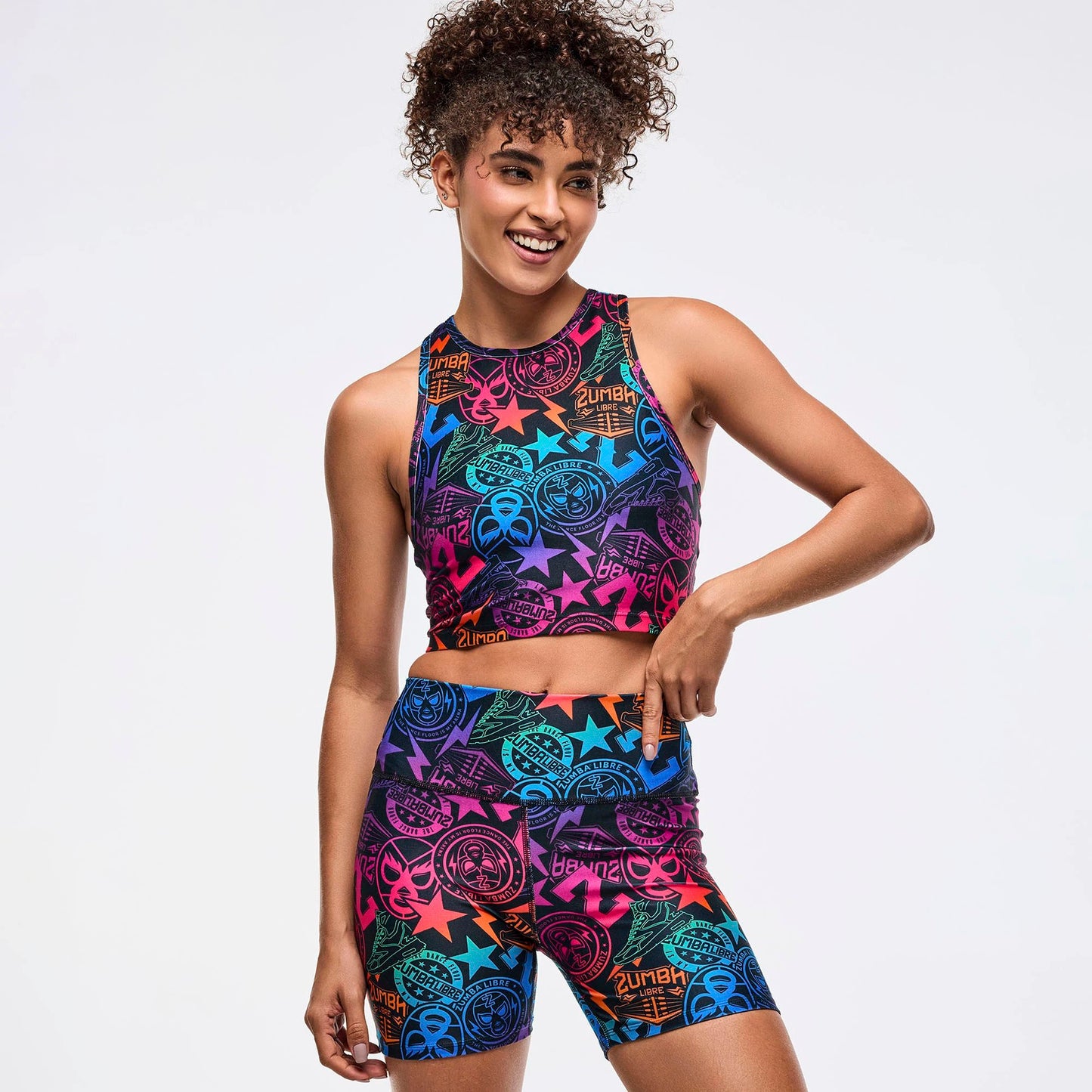 Zumba Libre High Neck Crop Tank With Back Details