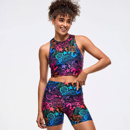 Zumba Libre High Neck Crop Tank With Back Details