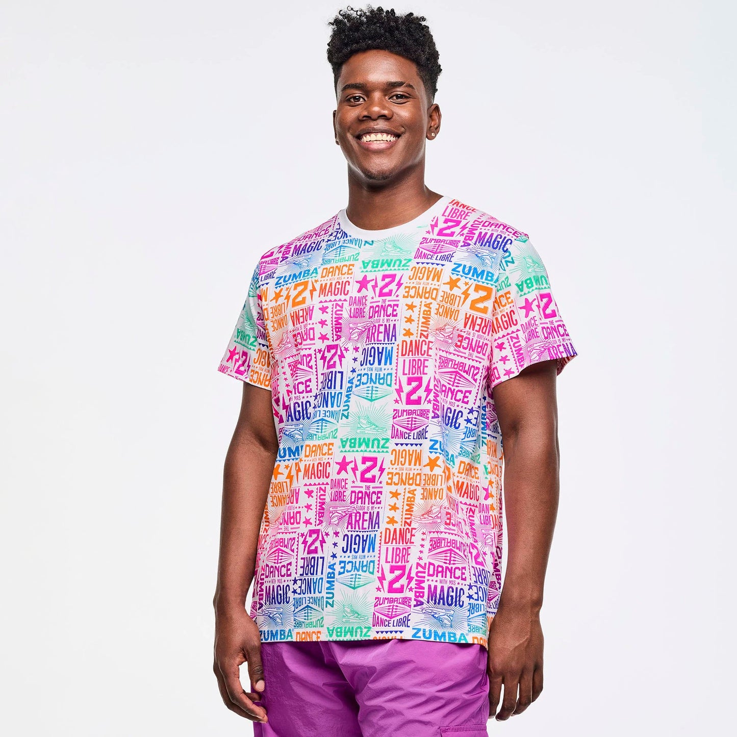 Zumba Libre Crew Neck Tee - White/Pink