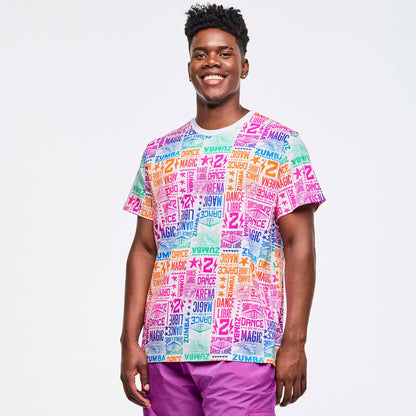 Zumba Libre Crew Neck Tee - White/Pink