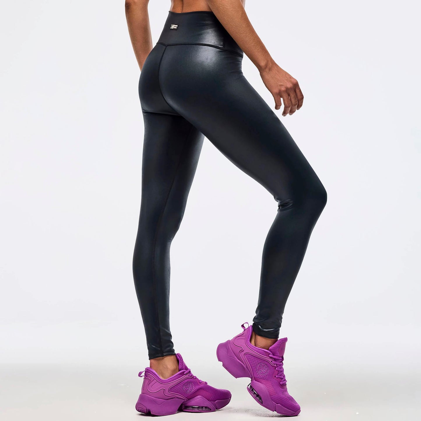Zumba Libre Shiny High Waisted Ankle Leggings - Bold Black