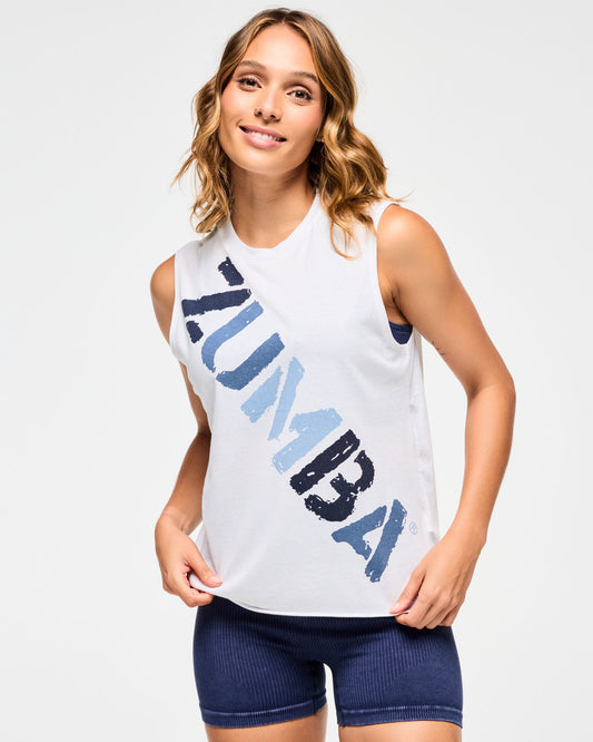 Tank Top Otot Leher Kru Jeans Biru