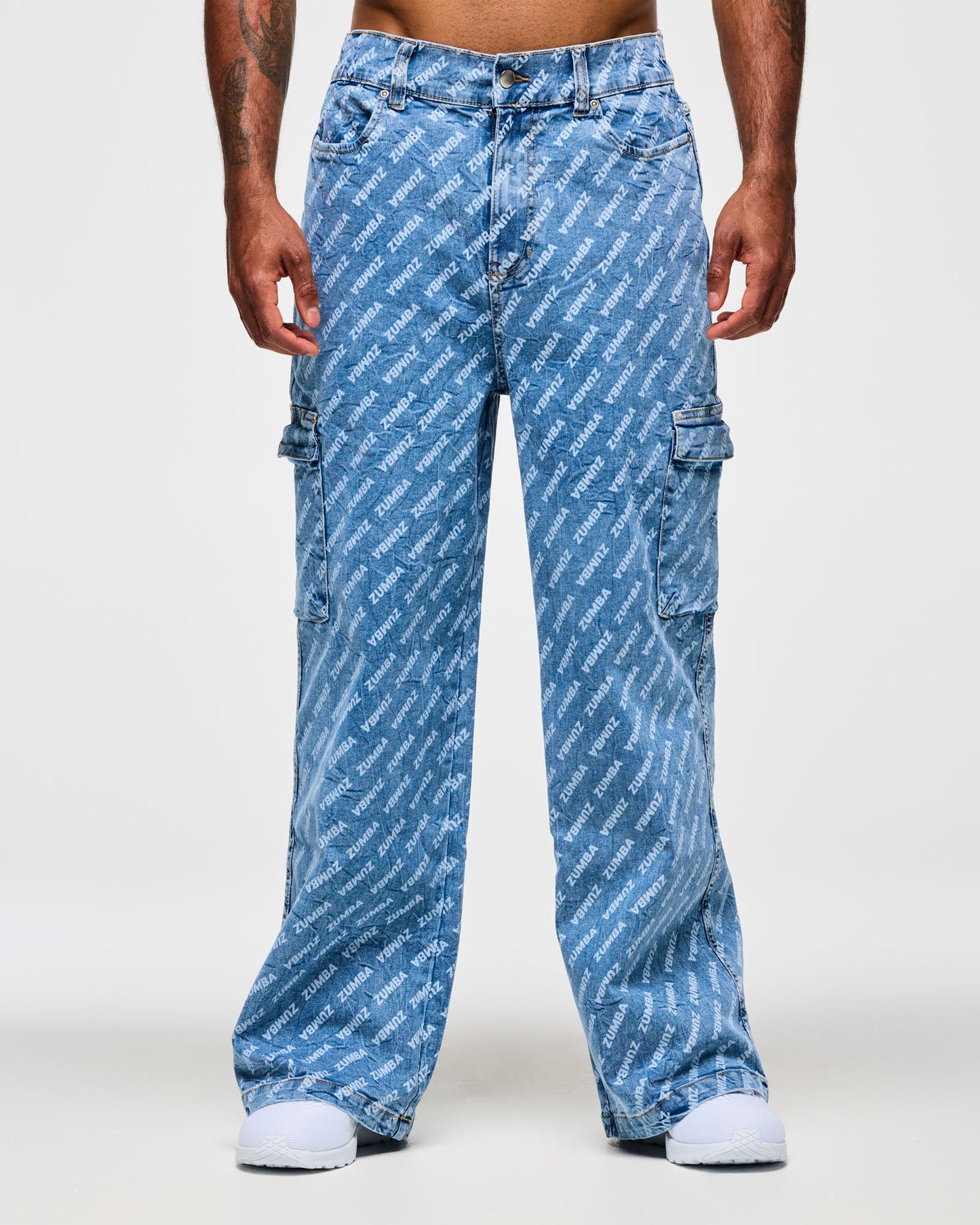 Blue Jean Baggy Denim Cargo Pants