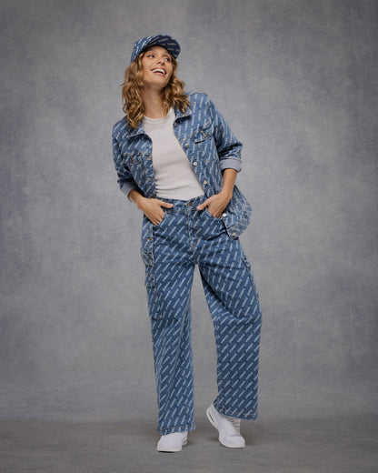 Blue Jean Baggy Denim Cargo Pants