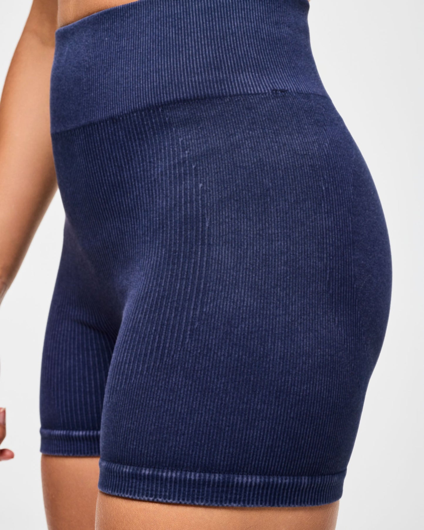 Celana Pendek Biker Pinggang Tinggi Tanpa Jahitan Jeans Biru