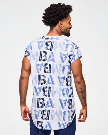 Kaos Pria Blue Jean dengan Ujung Bulat